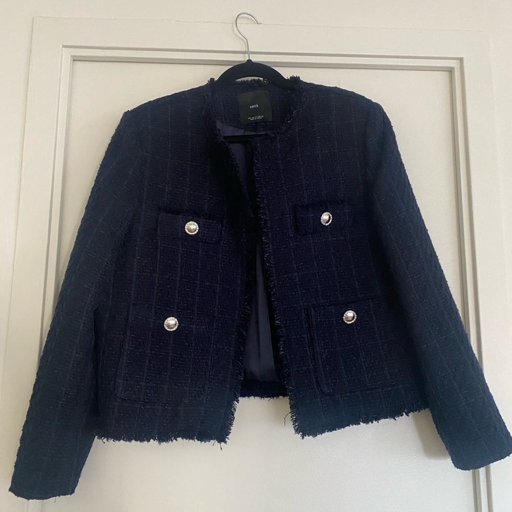 Mango navy tweed jacket